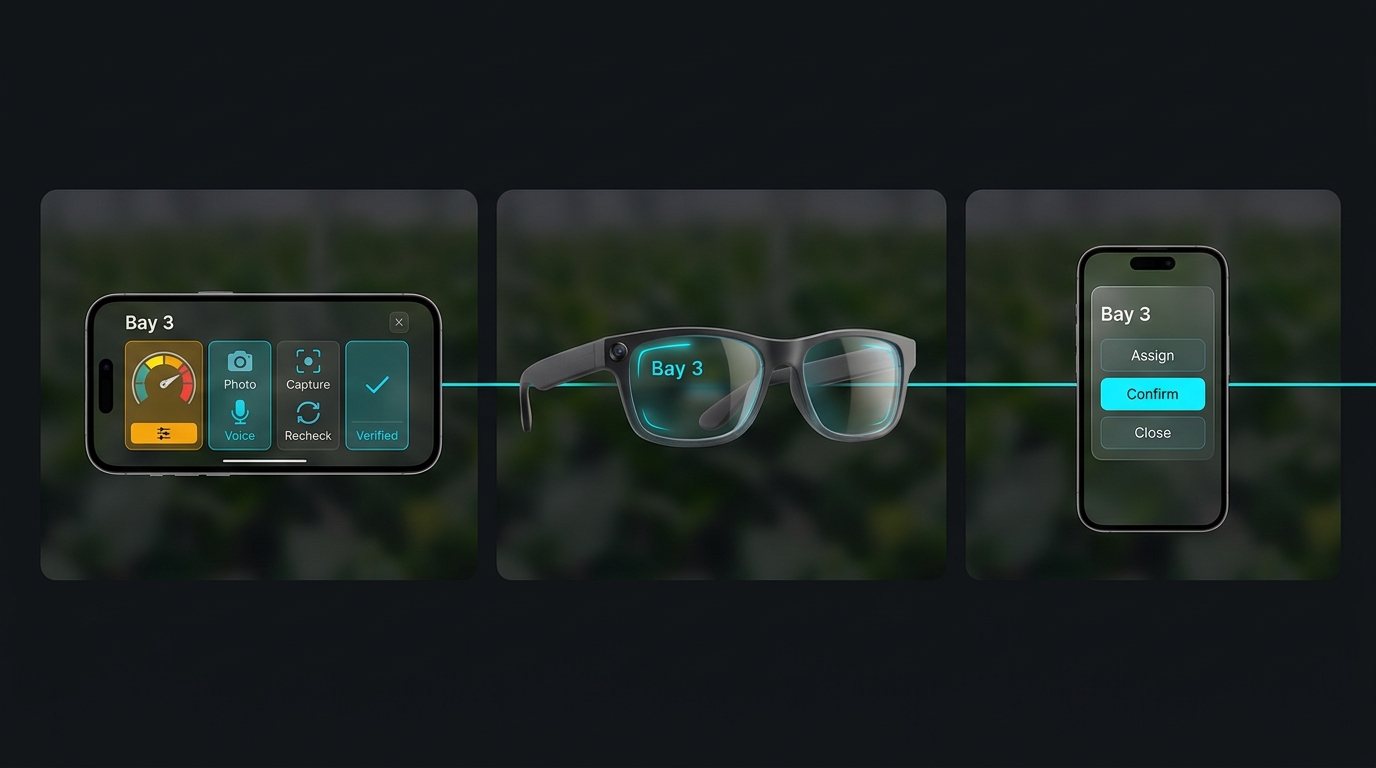 Concept visual of AR field interfaces for greenhouse scouts